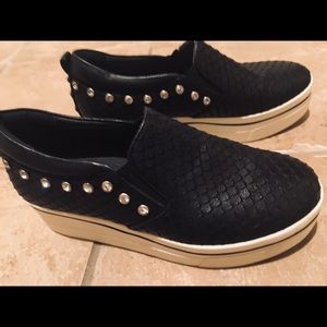 Womens platform shoes black with rhinestones